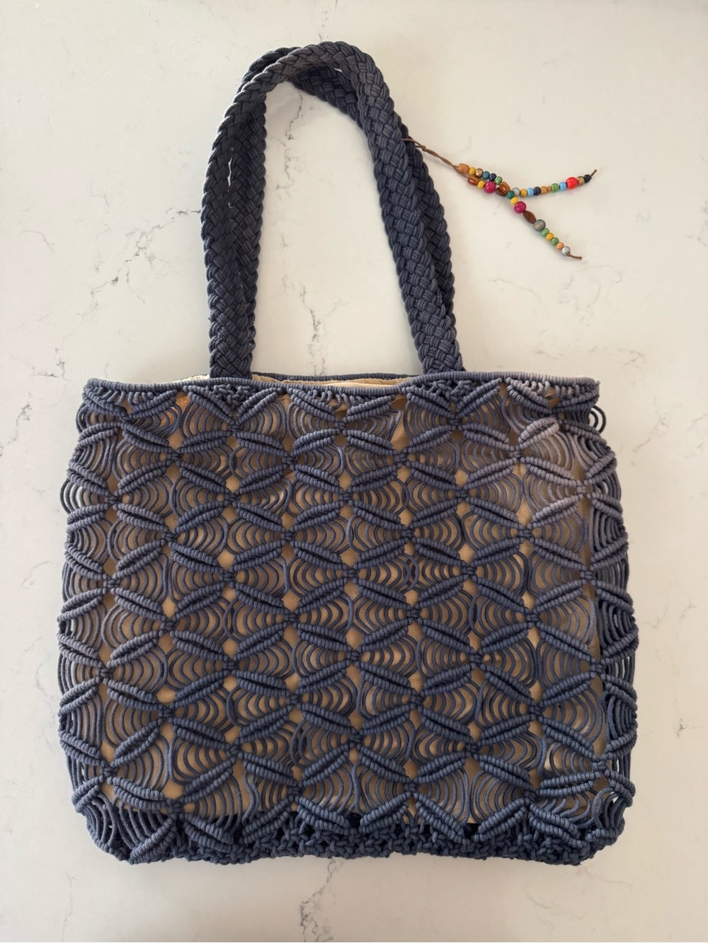 Lucky Brand Macrame Tote in Navy